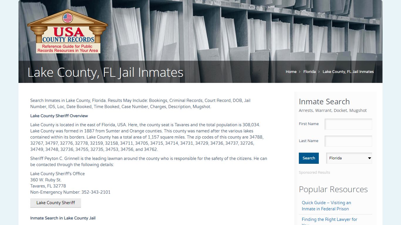 Lake County, FL Jail Inmates | Name Search